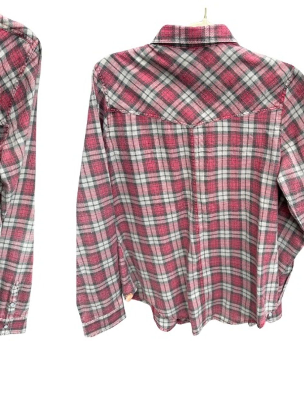 Roxy Women's Pink and White Plaid Button-Down Shirt